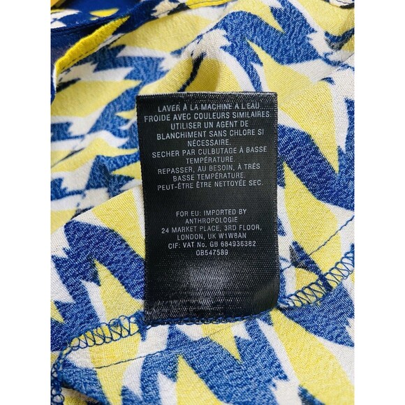 Anthropologie Maeve Dress Size 4 Mirabilis Kimono Sleeve Yellow Blue Geometric - Picture 14 of 16